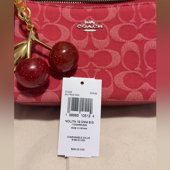 Nolita 19 in signature Red Denim with Cherry charm 🍒 - Picture 4 of 7